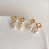 Pendientes de perlas barrocas francesas suaves para mujer, diseño de nicho, pendientes de perlas naturales, pendientes de mano sencillos y elegantes.