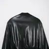Venta al por mayor transfronteriza 2026 Moda europea y americana holgada con bolsillo y cremallera chaqueta de motociclista de cuero sintético para mujer A68035