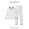 Pijama Ecológico de Seda para Niños Estilo Primavera y Otoño Ropa de Casa Estampada para Niños Mayores, Camisa de Cuello Redondo y Pantalones de Otoño para Uso en Casa
