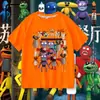 Pizzy's Parlor Dibujos Animados Niños Verano Manga Corta Estilo para Niños Transpirable Suezy Restaurante Suelta Cuello Redondo Camiseta