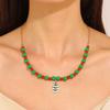 Collar de cuentas cruzado europeo y americano de Navidad rojo y verde para mujer Cadena de clavícula con colgante de lazo de árbol de Navidad para vacaciones de Navidad