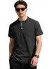 Nueva Camiseta Polo de Verano para Hombre de Color Sólido con Cuello Alto de Botones, Camiseta Casual de Comercio Exterior Europeo y Americano para Amazon