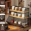 Estante de Almacenamiento con Portavasos para Escritorio, Estante en Capas para Snacks de Encimera, Portavasos, Mesa de Café, Mesa Auxiliar, Organizador de Almacenamiento de Gran Capacidad