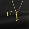Venta Caliente Transfronteriza Nuevos Pendientes de Acero Inoxidable Chapado en Oro de 18K con Letra de la Suerte Conjunto de Joyería