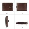 Cartera de cuero genuino para hombre, multifuncional, de primera capa, de piel de vacuno, estilo retro, corta, con cepillo antirrobo.