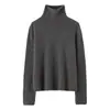 Nuevo suéter de cachemira 100% estilo básico, sin costuras, dobladillo enrollado, cuello alto superpuesto, versátil para otoño e invierno