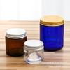 Botella de crema de vidrio transparente azul verdoso de té de 8 oz y 240 g, portavelas de aluminio de 70 ml, taza vacía para aromaterapia