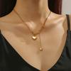 Colar de aço titânio estrela grande por atacado Amor Diamante Mulheres Moda leve luxo elegante aço inoxidável corrente clavicular joias