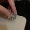 Anillo Abierto de Metal Estrella Vieja para Mujer Anillo de Dedo Retro de Celebridad de Internet para Pareja Diseño de Nicho Anillo de Alta Calidad Moderno