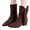 Botas Curtas de Salto Alto Estilo Britânico para Mulheres Que São Confortáveis, Nova Moda Outono e Inverno 2026 com Franjas, Salto Grosso, Bico Fino, Botas Martin Elegantes