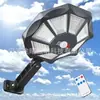 Nueva Lámpara de Pared Solar Impermeable para Exteriores Luz de Patio Lámpara Inteligente con Inducción de Cuerpo Humano Luz Blanca y Amarilla Control Remoto Lámpara de Calle