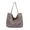 Bolsa de tela casual estilo étnico retro, doble cara, versátil para ir al trabajo y hacer compras, bolso de hombro, bolso de mano