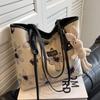 Bolsa de Lona Feminina Grande Capacidade 2023 Nova Verão Versátil Bolsa de Ombro Bolsa de Tecido Texturizada Classe Bolsa Tote para o Trabalho