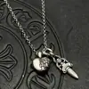 Collar Colgante de Joyería Transfronteriza Plata Tailandesa Vintage Desgastado Tumba Corazón Espada Pequeña Estilo Europeo y Americano Gama Alta Otoño e Invierno