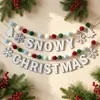 Exclusivo para ventas transfronterizas: Guirnalda de fieltro navideña con renos, copos de nieve, cuentas de madera, banderines con letras, pancarta, decoración para chimenea, envío OEM disponible