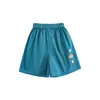 Conjunto Veraniego de Camiseta de Punto de Canalé con Cuello Redondo y Shorts Rayados Arcoíris Serie an'An para Niñas Tendencia