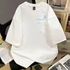Camiseta de Manga Corta con Estampado de Marca de Verano de Moda para Hombre, Estilo Japonés, Corte Holgado, Top Versátil, Azul Marino