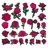 Patch de tecido bordado rosa-claro para bolsa, decoração de roupa, patch de flor requintada, emblema bordado em computador, para costurar ou colar