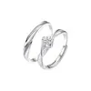 Diseño de Nicho Anillos de Boda que Hacen Palpitar el Corazón Anillos Abiertos Sencillos para Parejas Joyería Conmemorativa para Hombres y Mujeres