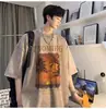 Camiseta Masculina Manga Curta Lavada Verão Casual Estilo Conjunto Retro Americano Algodão Puro Tendência Combinando com Jeans