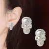 Pendientes retro con cabeza de calavera y diamantes, pendientes de Halloween de hueso premium transfronterizo, pendientes con cabeza de fantasma de ojo grande y cabeza con ruedas