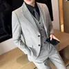 Soporte para Dropshipping para Traje de Hombre Delgado de Dos Botones para Douyin Traje de Vestir de Tres Piezas Casual de Negocios