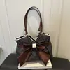 Bolso de Mano con Adorno de Encaje de Lunares Tamaño Grande Lazo de Cuero Bolso de Hombro Único Gran Capacidad Femenino para Viajes Bolso para Mujer