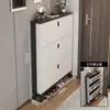 Armário de sapatos ultrafino para entrada de casa, à prova de poeira, grande capacidade, estilo com porta basculante, armário de entrada de luxo leve, armário de armazenamento de sapatos simples e moderno