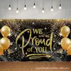 Tela de Fondo Nueva para Amazon Transfronterizo 2026 Tema Negro y Dorado Banner de Decoración para Atmósfera de Celebración de Graduación