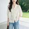 Nueva Camisa Floral Bordada Pesada China para Mujer de Manga Larga Estilo Nuevo de Principios de Otoño Cuello Alto Estilo Chino Top de Algodón Puro de Alta Gama con Bordado