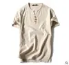Novo top masculino estilo chinês de algodão e linho, camiseta de manga curta de verão, slim, casual, plus size, atacado de fábrica