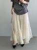 Así que, el Jardín Secreto~Falda Larga de Encaje Estilo Coreano Suave y Elegante para Mujer, Estilo Vacaciones Falda Larga de Línea A que Cubre la Cadera J6020