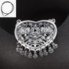 Collar Largo con Borla de Elefante Doble Auspicioso de Plata de 99 Pies para Mujer Estilo Étnico Retro Moneda de Amor Doble Anillo Hueco