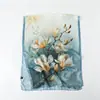 Elegante Bufanda de Seda Estampado de Magnolia Flor Cortada Primavera y Verano Bufanda Larga Grande Chal de Viaje de Alta Gama Protector Solar Bufanda para Mujer Pañuelo para la Cabeza