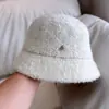 Sombrero de Cubo de Lana Japonés para Mujer, Sombrero de Pescador Cálido para Otoño e Invierno, Colgante Redondo Pequeño de Metal, Sombrero de Cubo, Sombrero Simple de Moda