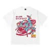 Camiseta Estampada Casual Versátil de Manga Curta com Lavagem e Efeito Desgastado da Equipe Cabeça de Macaco de São Miguel High Street