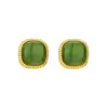 Brincos Quadrados de Jade Vermelho do Sul Banhados a Ouro em Prata S925 Hui Baoli, Brincos Versáteis e Elegantes da Moda de Nicho de Luxo Leve para Mulheres