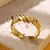 Anillo Geométrico Irregular de Acero Inoxidable Transfronterizo para Mujer, Anillo Abierto Chapado en Oro, Anillo Cruzado Personalizado que No se Desvanece
