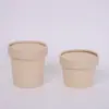 Tazón Desechable de Papel Kraft, Vaso de Papel Biodegradable de PLA, Lonchera para Llevar Empacada, Tazón para Sopa, Caja de Salsa de Papel de Fibra de Bambú