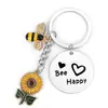 Llavero de Acero Inoxidable Dama Girasol Abeja Llavero Regalo para Amigos Llavero de Abeja Mayoreo