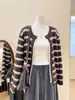 Cárdigan de punto retro a rayas con cuello redondo estilo coreano para mujer, nueva colección otoño/invierno 2026, suave y cómodo, corte holgado, chaqueta suéter versátil