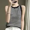 Camisola estilo francés de cuello redondo para llevar por fuera, top sin mangas de capas para mujer, estilo básico simple, blanco de nicho