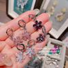 Aretes de Flor Gema Rosa Papalacha Chapados en Oro de 18K Zircón Azul Aguamarina Multicorte Aretes Huevo de Paloma Aretes