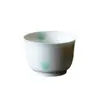 Xícara de Chá Pintada à Mão Cor Verde Esmalte Branco Fanzhu Jingdezhen Cerâmica Criativa Artesanal Parede Fina Xícara para Degustação de Chá Xícara Única Conjunto de Chá Kung Fu