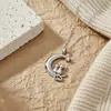 Collar de Pareja Gato Estrella y Luna Knn-1303 para Mujer con Colgante de Luna Incrustado de Diamantes, Joyería de Lujo Ligero de Alta Gama para Mujer