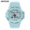 Reloj SANDA para estudiantes, doble pantalla, textura de mezclilla, reloj electrónico multifuncional, reloj electrónico deportivo impermeable transfronterizo