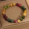 Pulsera de turmalina optimizada color flor de melocotón para mujer, estilo veraniego, nicho ligero, joyería de lujo de alta gama para cumpleaños de novias.