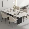 Mesa de comedor rectangular minimalista y juego de sillas, adecuado para apartamentos pequeños, moderno, simple y lujoso, una opción popular para el comedor del hogar