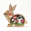 Artesanato de Madeira para Páscoa Coelho de Madeira Colorido Luminoso Enfeites Iluminados Decorações de Mesa para Casa e Feriados
