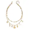 Collar de Perlas de Estilo Oceánico Transfronterizo de Verano, Cadena para Clavícula Estilo Vacaciones en la Playa, Collar Multicapa con Múltiples Colgantes de Estrella de Mar y Caracola